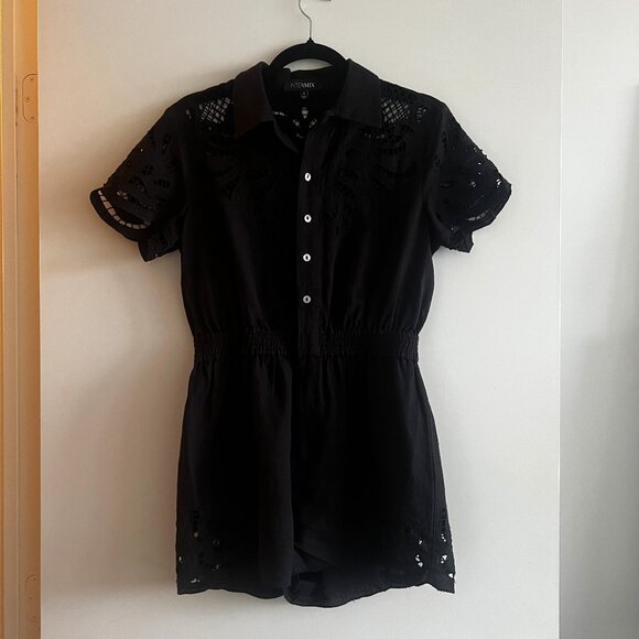 Intermix Black Lace Detail Short Romper Size 4 - Picture 2 of 9